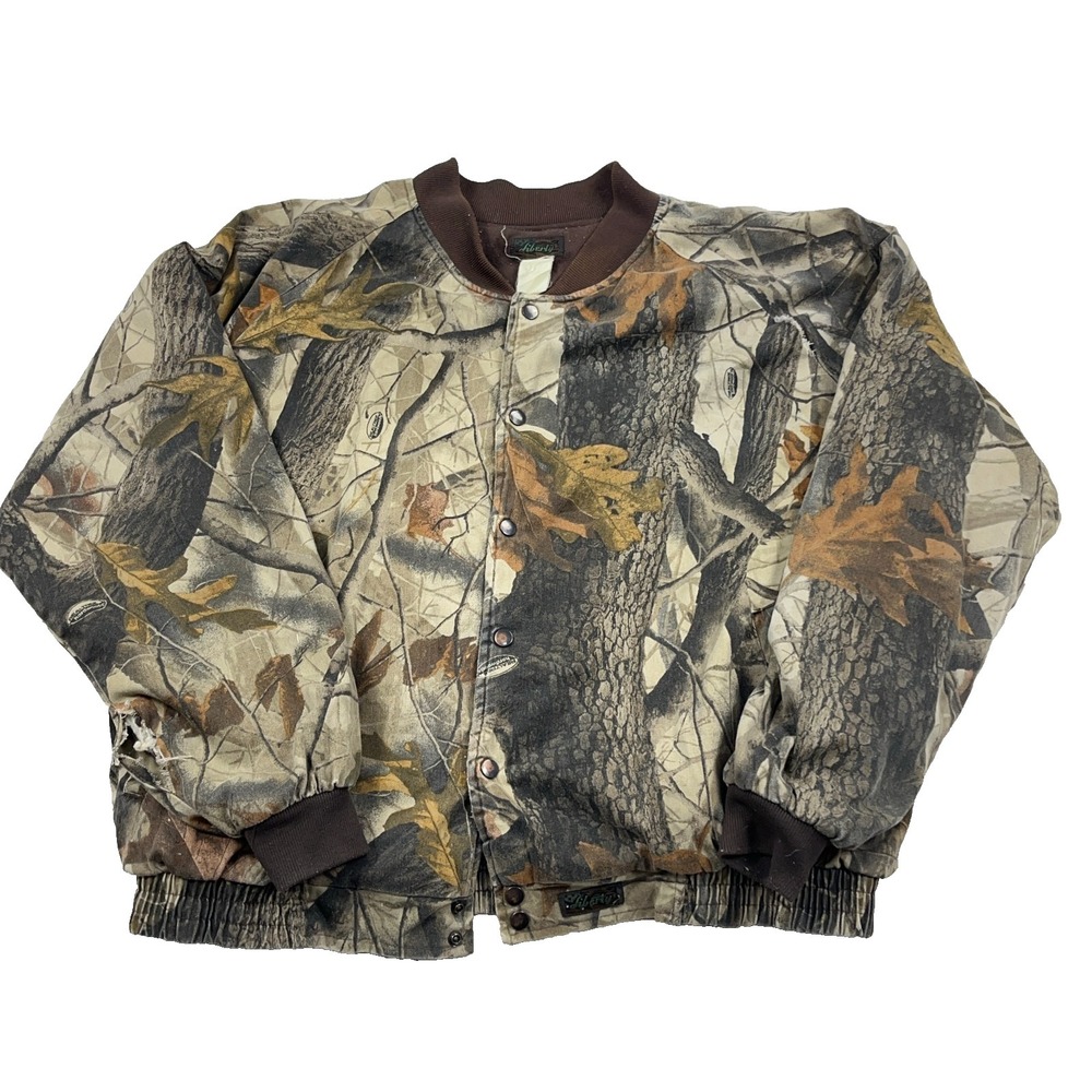 Vintage Realtree Camo Jacket Men XXL Bomber Hardwoods 90s Y2K Blanket Lined Snap